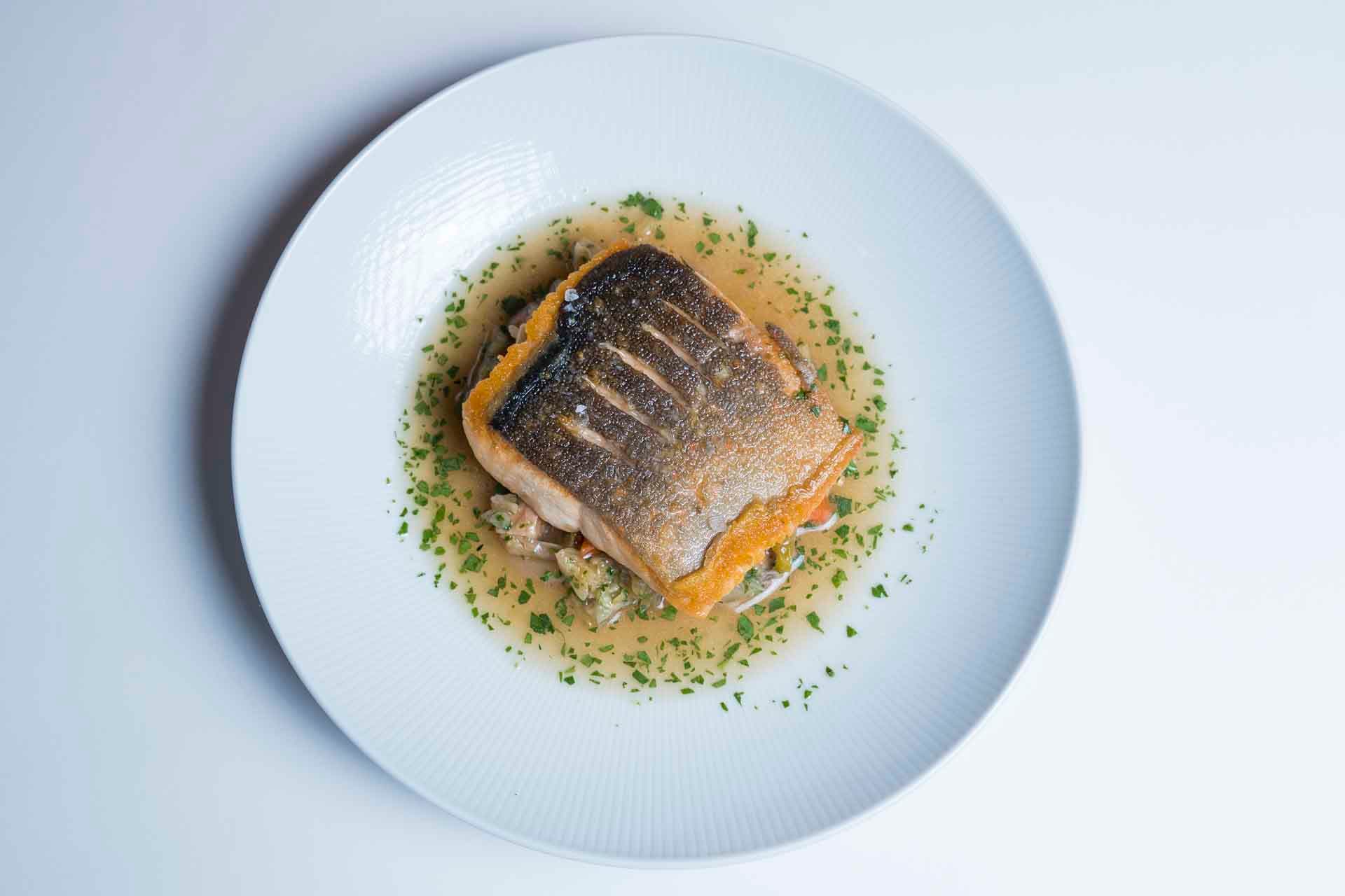 Salmon fillet dish at Montrio